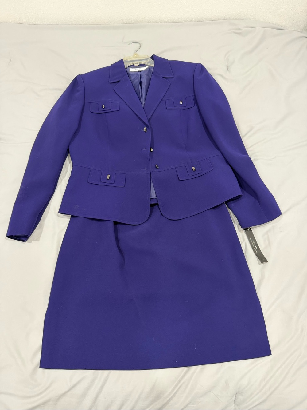 Women's Purple Two-Piece Skirt Suit - Tailored Jacket & Pencil Skirt